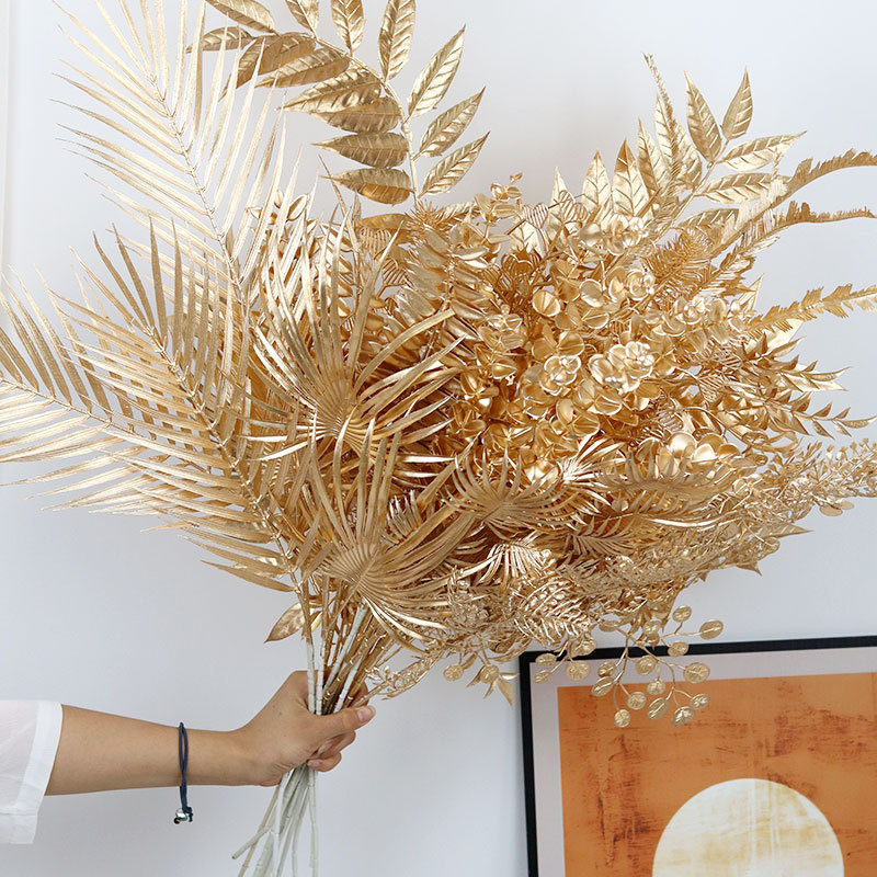 Palm Leaf Dried - 95CM Gold Artificial Plants Eucalyptus Ginkgo