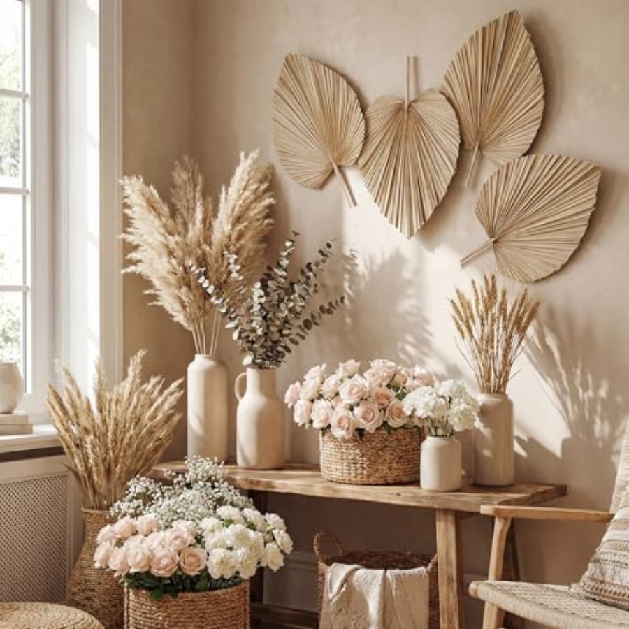 24 Pcs Dried Palm Leaves Artif - Palm Leaf Dried reseña y precio