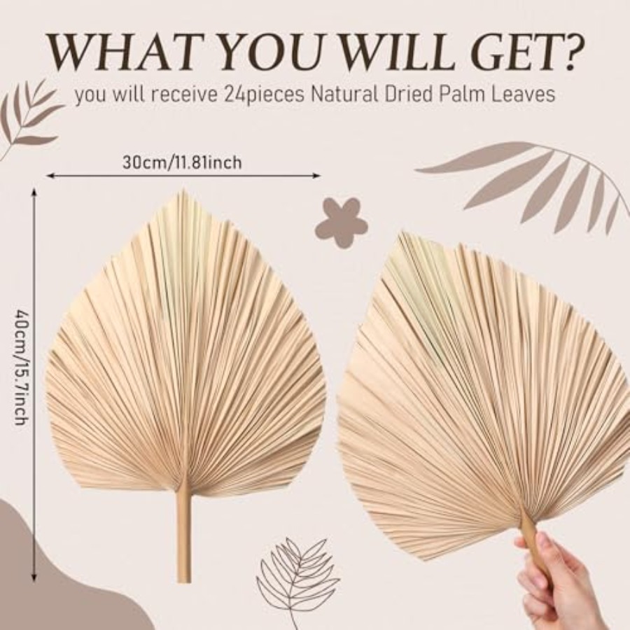 24 Pcs Dried Palm Leaves Artif - Palm Leaf Dried reseña y precio