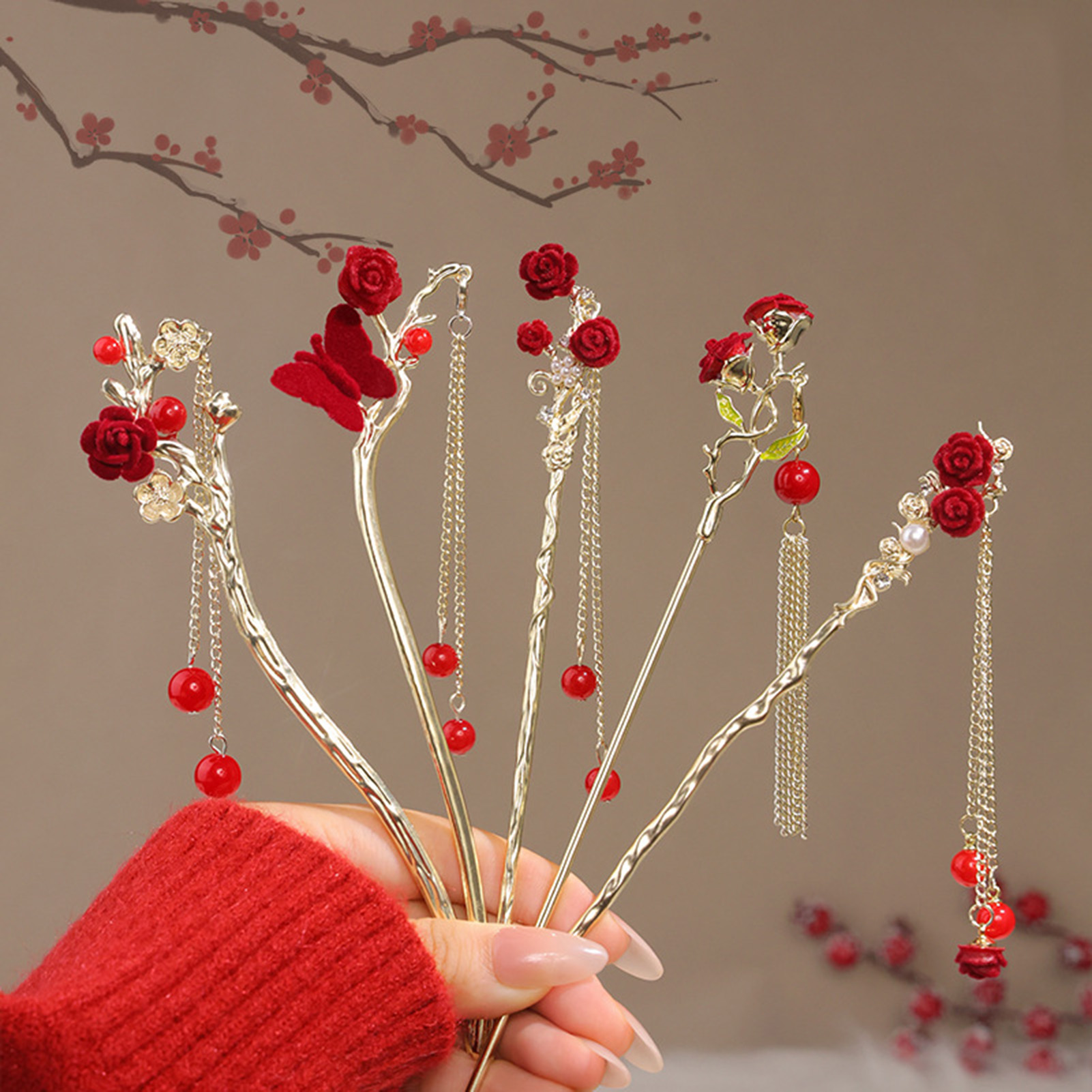 Chinese Style Rose Flower Hair - Supply Florist reseña y precio