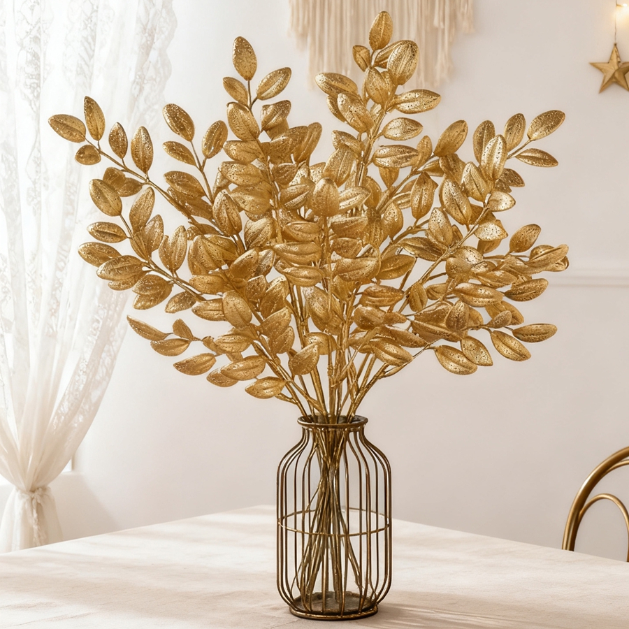 10Pcs Artificial Plant Golden  - Palm Leaf Dried reseña y precio