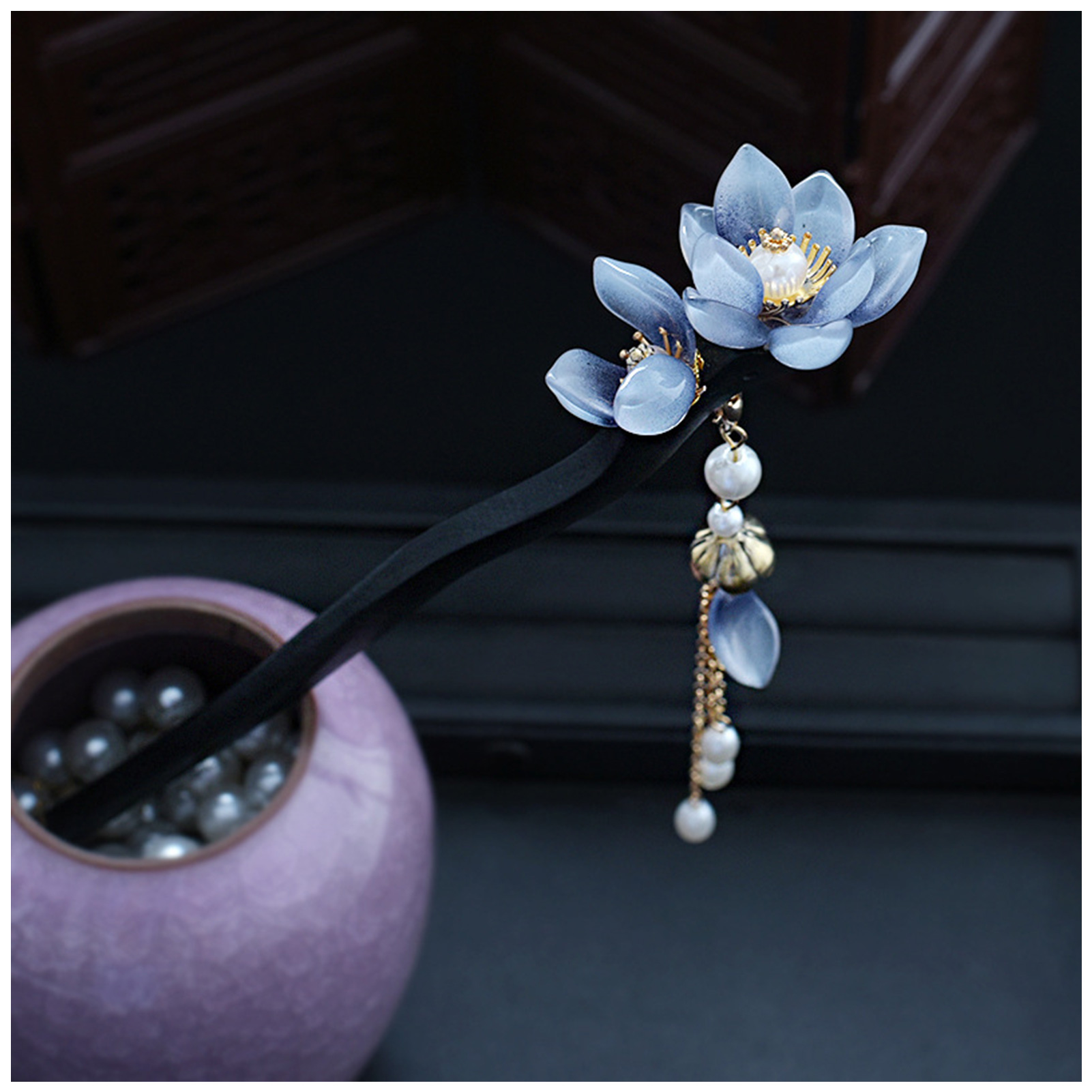 Blue Flower Hair Stick Vintage - Supply Florist reseña y precio