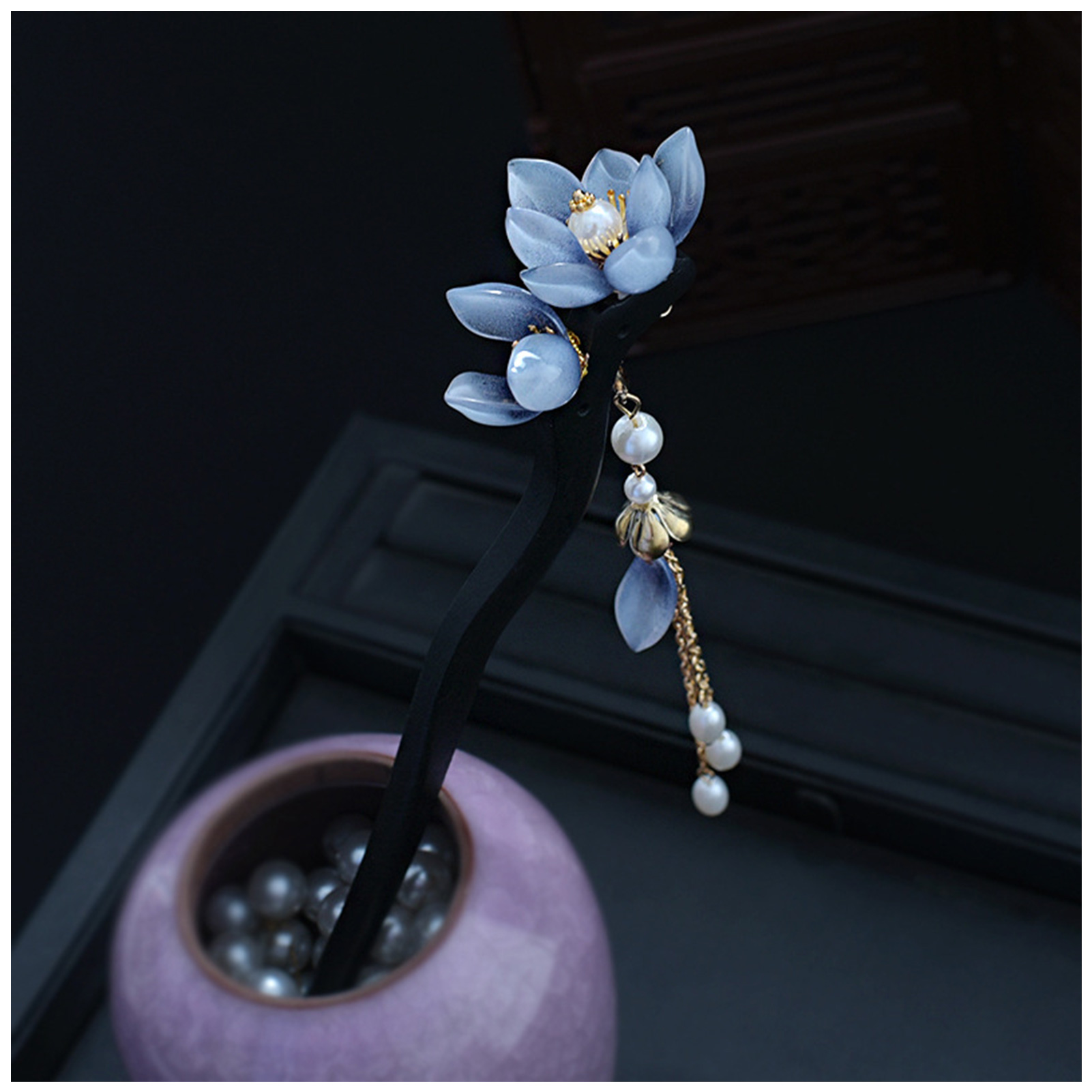 Blue Flower Hair Stick Vintage - Supply Florist reseña y precio