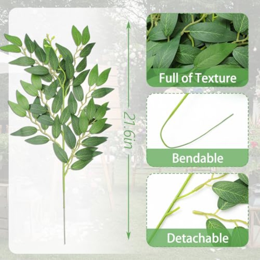 80 Pcs Italian Ruscus Greenery - Ruscus Stem Faux reseña y precio